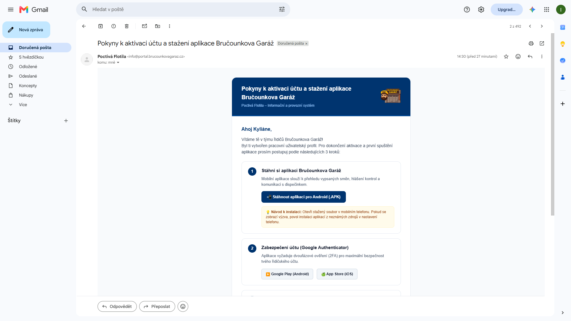 Ukázka e-mailů