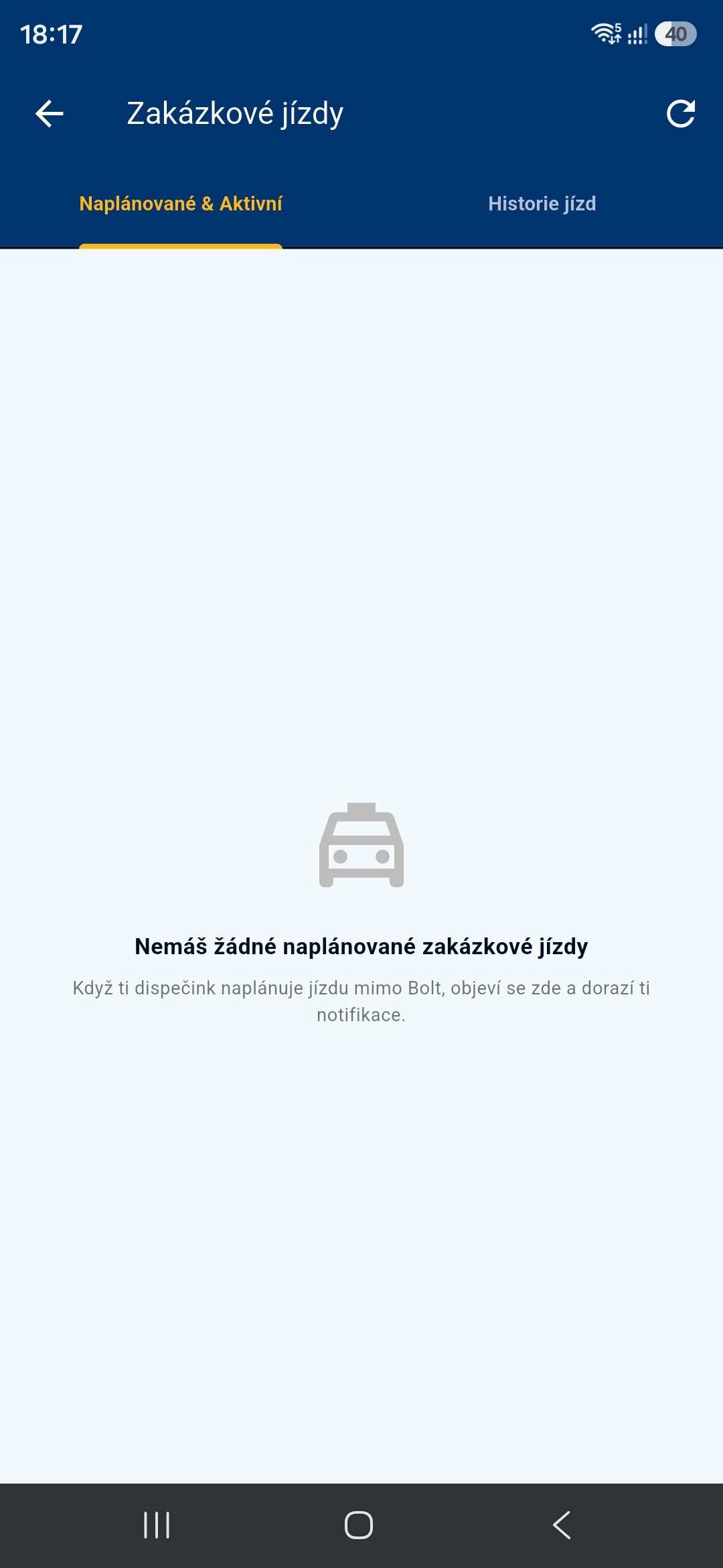 Zakazkové jízdy - naplánované & aktivní