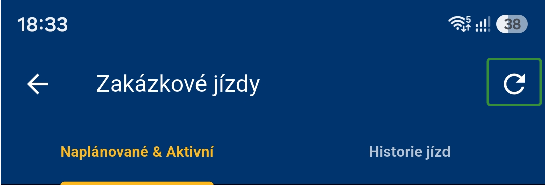 Zakazkové jízdy - zahajení zakázkové jízdy